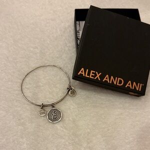 Alex and Ani Silver E Initial Charm Bracelet